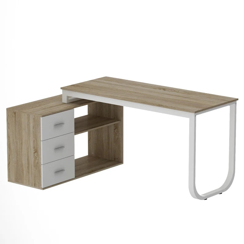 55 L-Shaped Computer Desk - Storage Workstation - 5 Colors Large