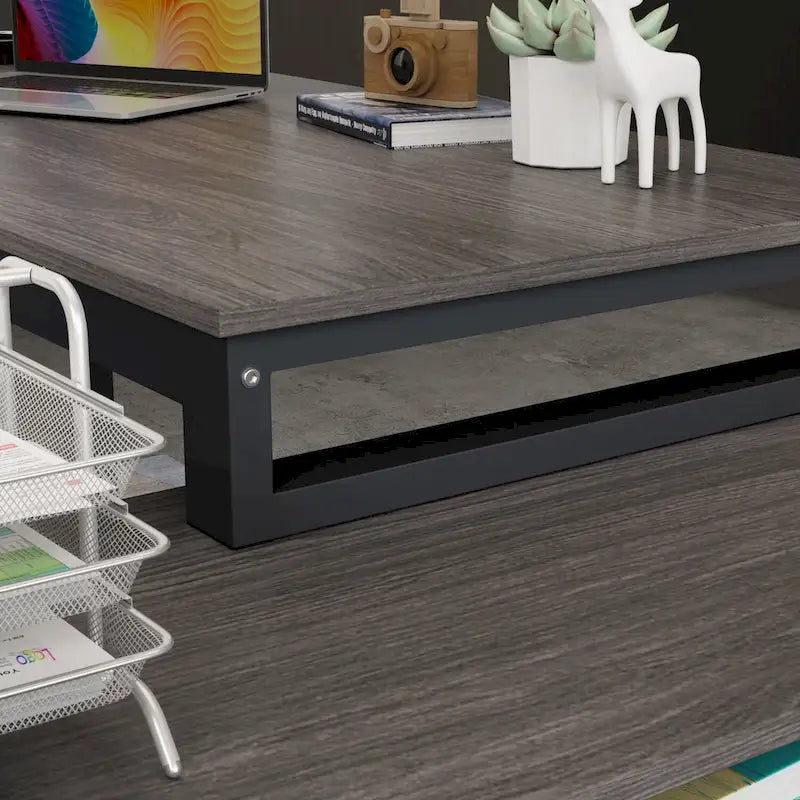 55 L-Shaped Computer Desk - Storage Workstation - 5 Colors Large
