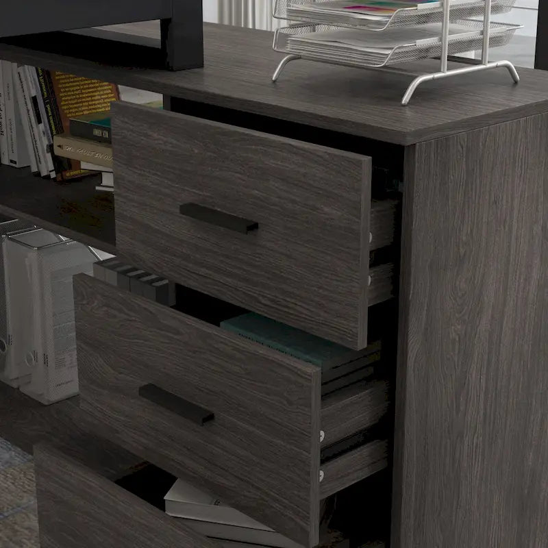 55 L-Shaped Computer Desk - Storage Workstation - 5 Colors Large