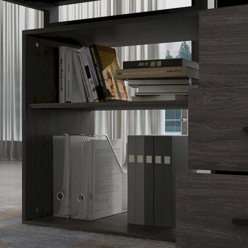 55 L-Shaped Computer Desk - Storage Workstation - 5 Colors Large