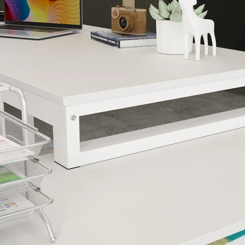55 L-Shaped Computer Desk - Storage Workstation - 5 Colors Large