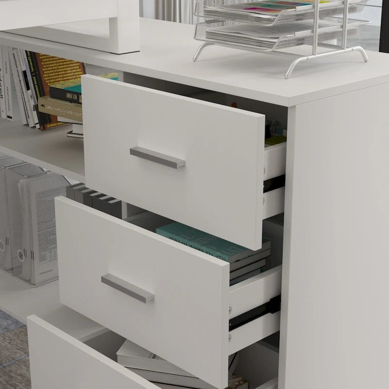 55 L-Shaped Computer Desk - Storage Workstation - 5 Colors Large