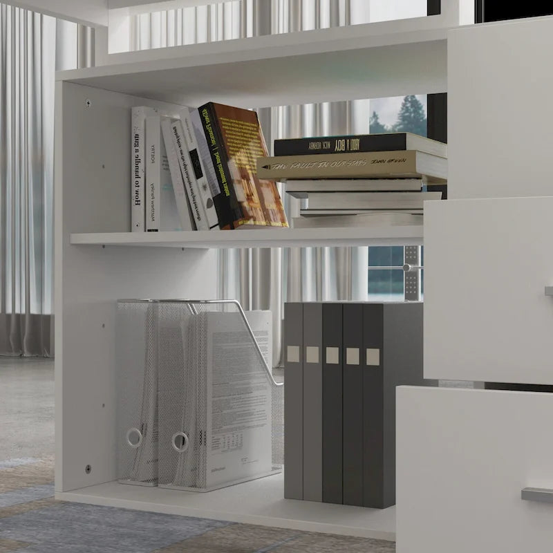 55 L-Shaped Computer Desk - Storage Workstation - 5 Colors Large