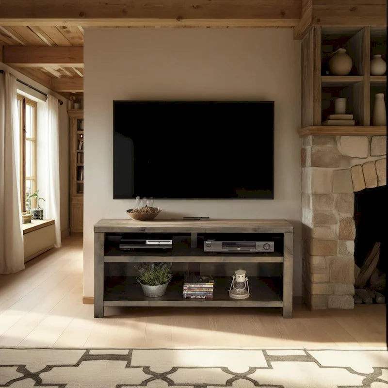 48 inch TV Stand for TVs up to 55 inches, No Assembly Required, Barnwood Finish
