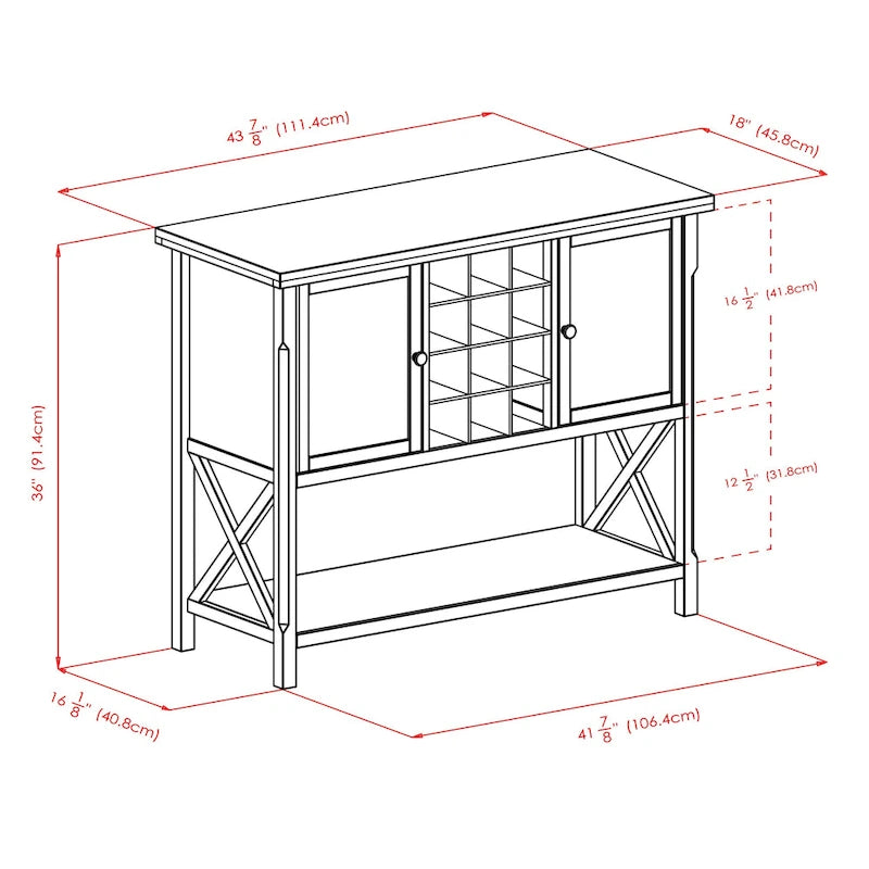 Buffet Cabinet, Cappuccino - 43.8W x 18D x 35.9H