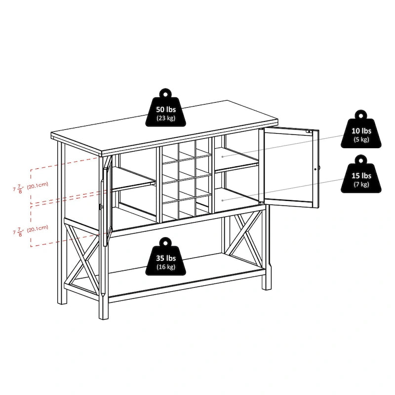 Buffet Cabinet, Cappuccino - 43.8W x 18D x 35.9H