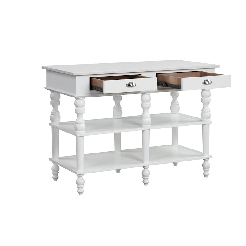 White 2-Drawer Kitchen Island