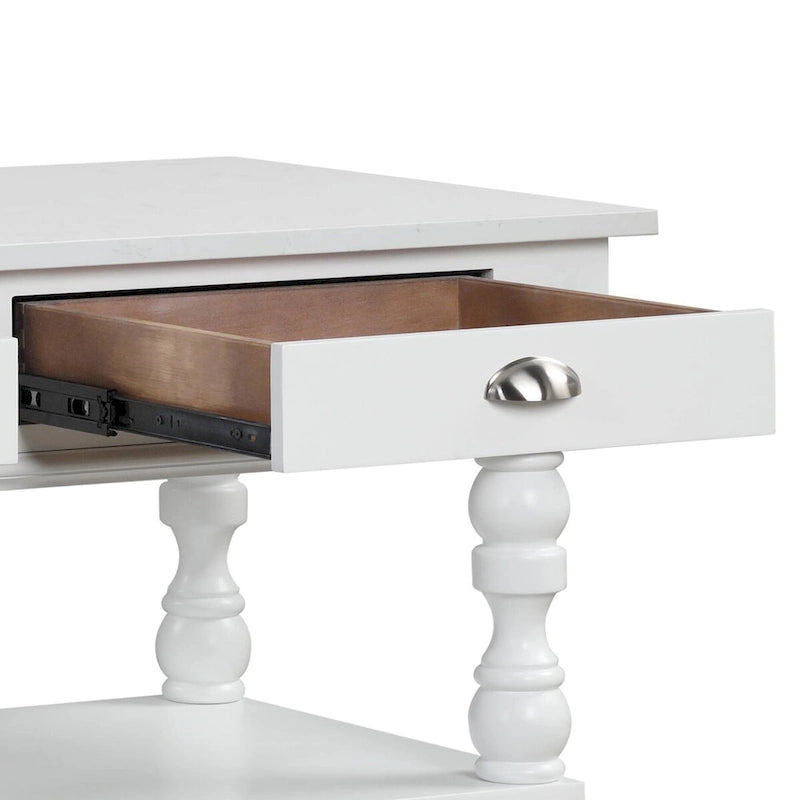 White 2-Drawer Kitchen Island