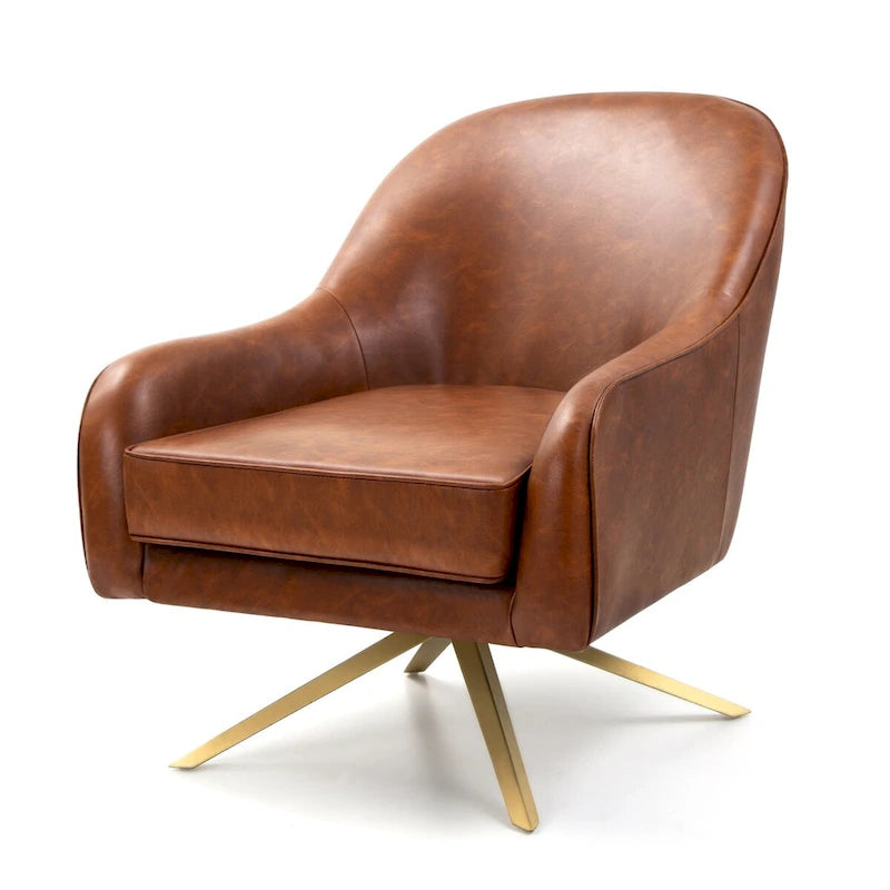Swivel Club Chair PU Leather Leisure Armchair Upholstered Accent Chair
