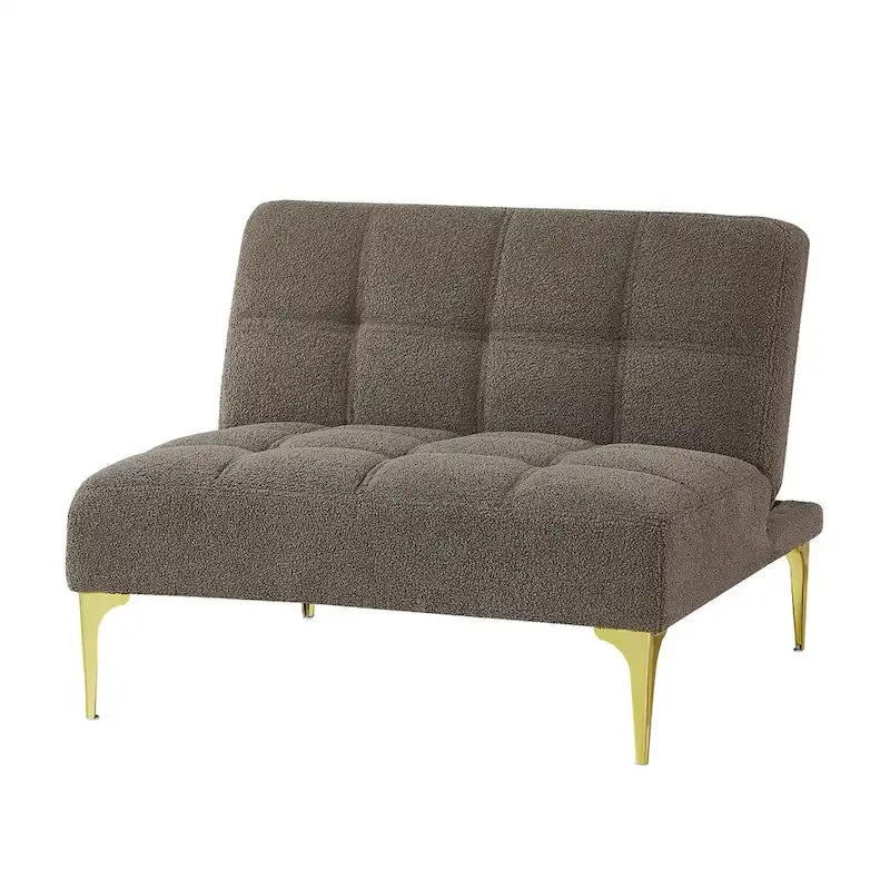 Convertible Sofa Bed Futon with Solid Wood Legs Linen Fabric Musterd Green