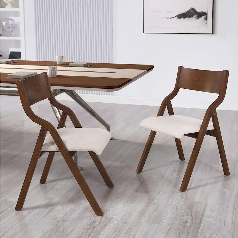 Upholstered folding Dining chair set of 2