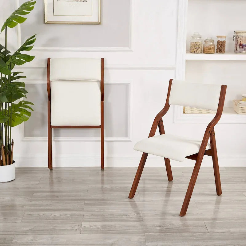 Upholstered folding Dining chair set of 2