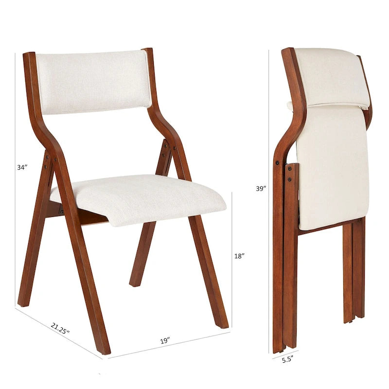 Upholstered folding Dining chair set of 2