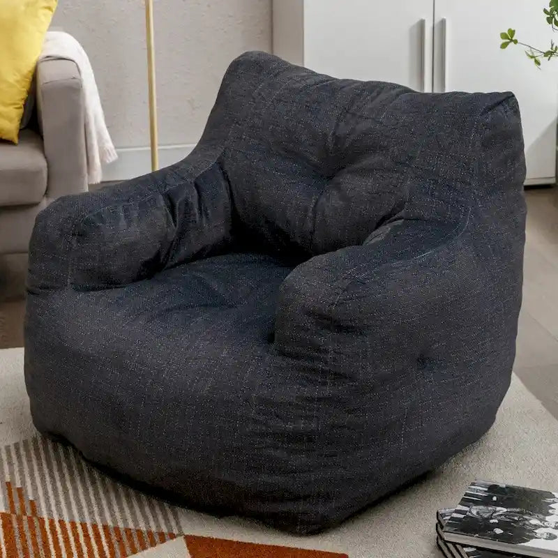 Soft Cotton Linen Fabric Bean Bag Chair Filled with Memory Sponge