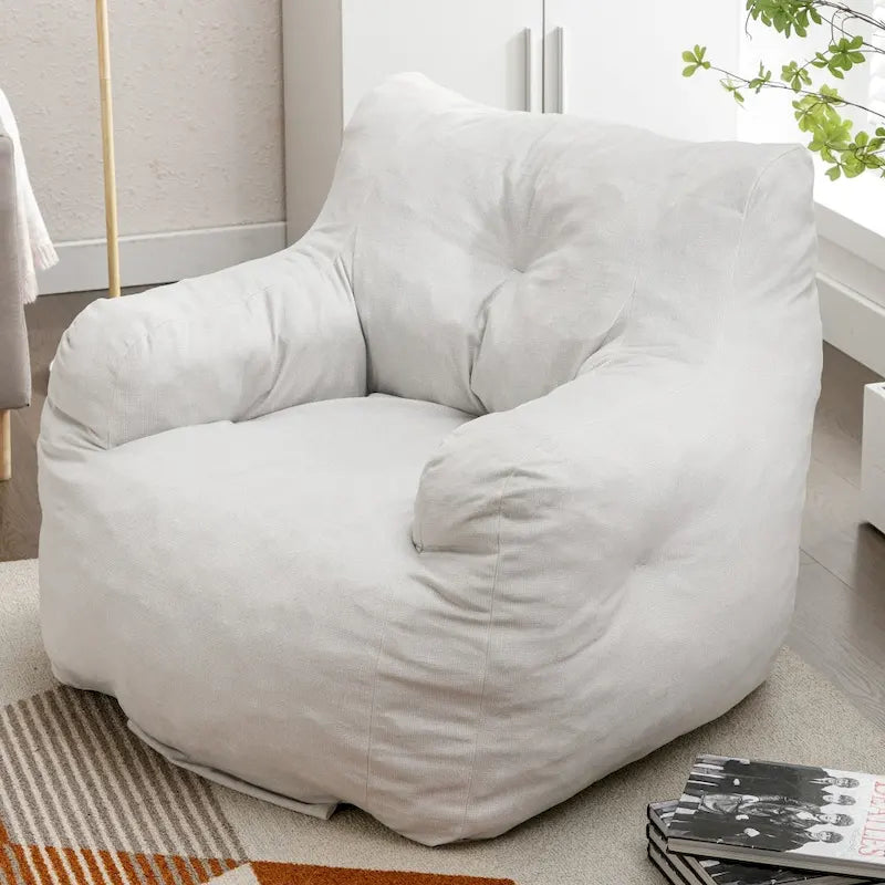 Soft Cotton Linen Fabric Bean Bag Chair Filled with Memory Sponge