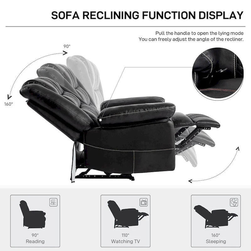 Breathable Leather Massage Recliner Chair Manual Living Room Reclining Sofa
