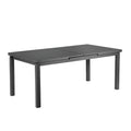 95 Inch Extendable Dining Table, Gray Aluminum Frame, Plank Style Top