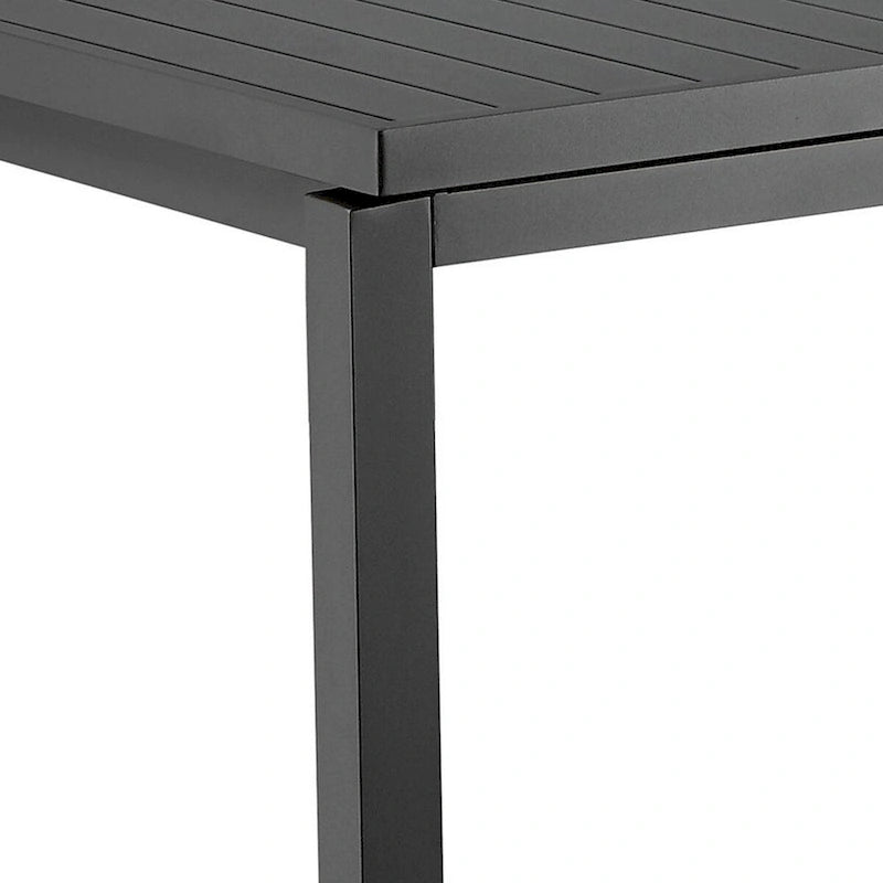 95 Inch Extendable Dining Table, Gray Aluminum Frame, Plank Style Top